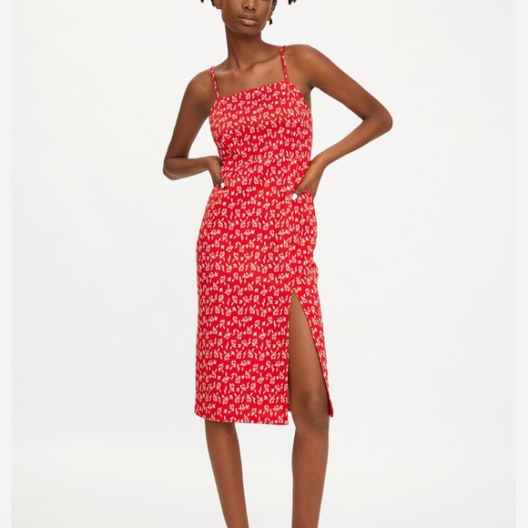 Zara Midi Dress with Side Slit - Picture 1 of 6